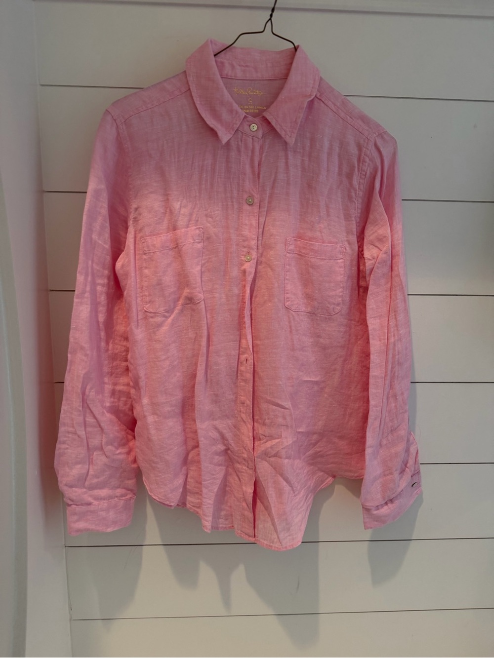 Lilly Pulitzer Light Pink Button-Up Linen Shirt
